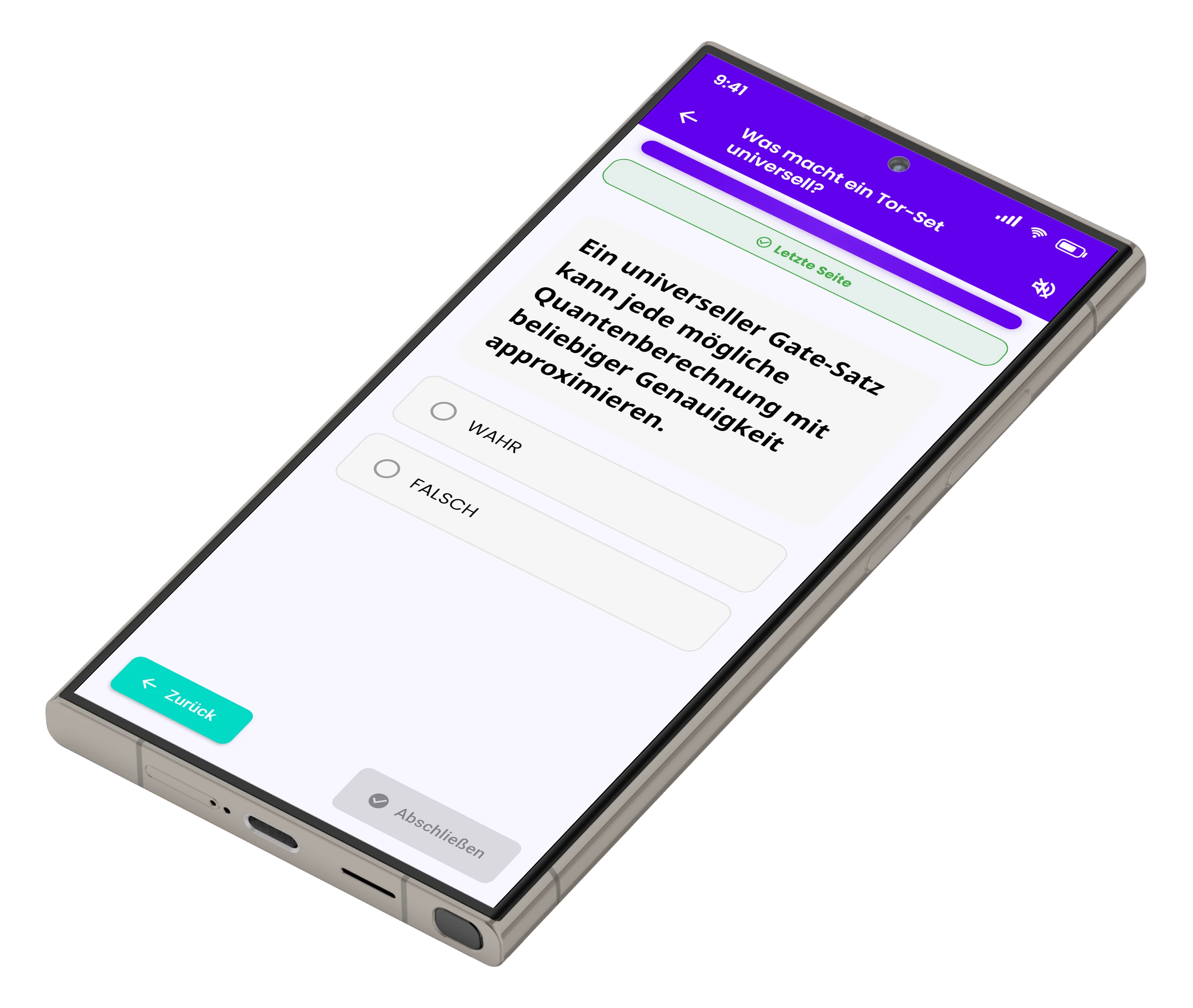 Q-Learn Quizbildschirm